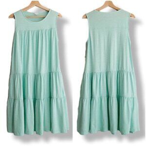 CASLON | Tiered Ruffle Babydoll Mini Dress Light Teal Sz XS Flawed